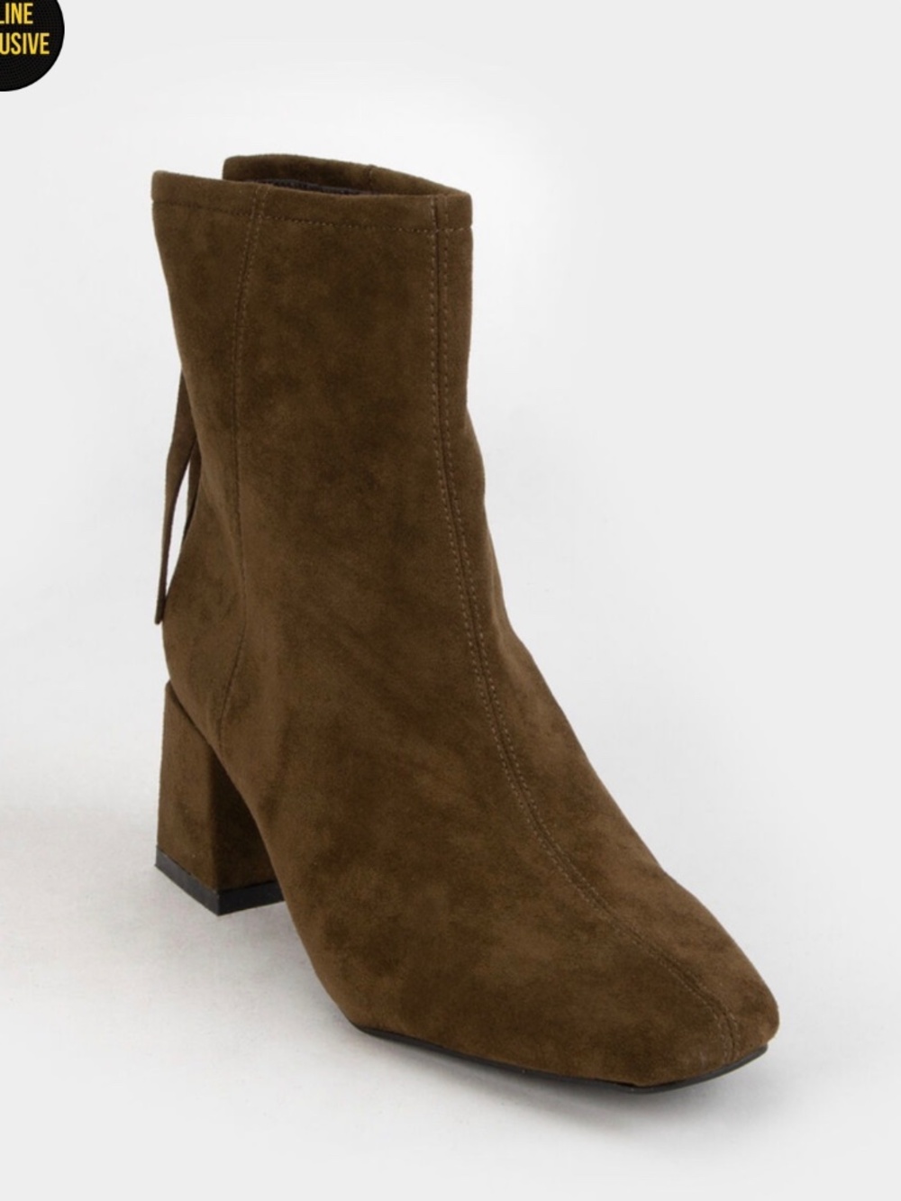 MI.IM Kadee Square Toe Block Heel Women’s Olive Booties Y2K Trendy Size 7.5